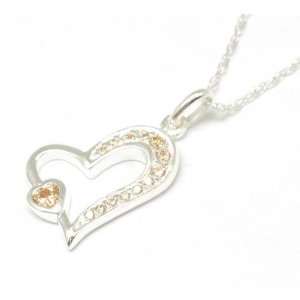    925 Silver Golden Shadow Heart Pendant on 18 Chain: Jewelry