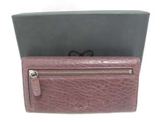 NWB Anya Hindmarch Wine Battered Leather Large Carker Purse Wallet $ 