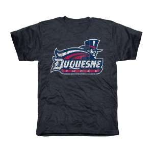  Duquesne Dukes Distressed Primary Tri Blend T Shirt   Navy 
