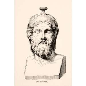  1886 Wood Engraving Miltiades Younger Battle Marathon Bust 