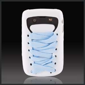  White w Blue Laces Flexa Silicone Shoe case cover for 