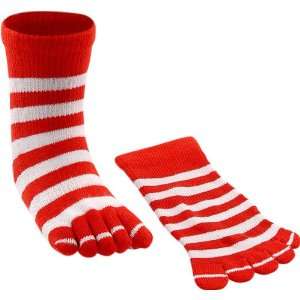  Red & White Childs Striped Toe Socks: Toys & Games