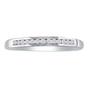 10K White Gold Channel Set Diamond Band 1/8ct tw. Available Ring Sizes 