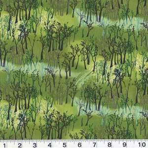  45 Wide Whispering Woods Trees Jewel Spring Green Fabric 