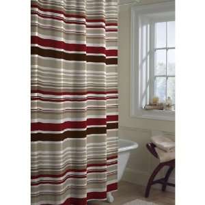 Merridian Red Stripe Fabric Shower Curtain: Home & Kitchen