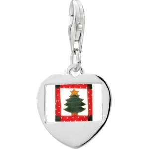   Christmas Tree Quilt Square Photo Heart Frame Charm: Pugster: Jewelry
