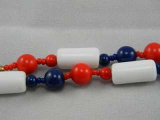  Miriam HASKELL Red White and Blue 4th of July Glass Necklace  