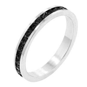  White Gold Bonded Silver Channel Set Stacker Ring: Jewelry