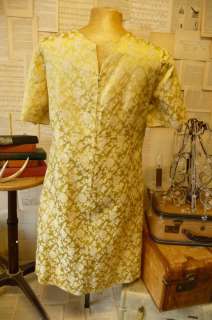 Vintage Vtg 50s 60 Broquet Evening Dress Pin Up L Gold Ladies Womens 