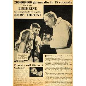  1929 Ad Listerine Sore Throat Doctor Lambert Pharmacal 