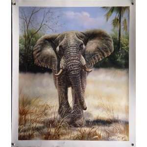  Charging Bull Elephant Painting