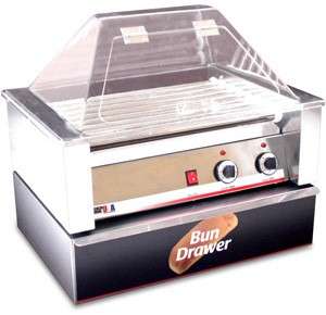 New Hot Dog Roller Cooker Grill w/ Sneeze Guard Bun Box  
