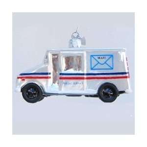   Glass Blown Postal Mail Trucks Christmas Ornaments 4