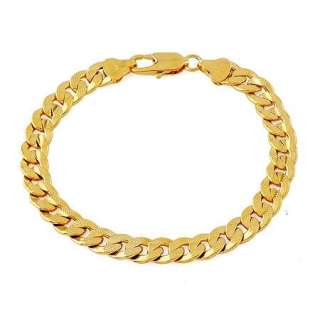 Gorgeous 18K Yellow Gold Filled Mens bracelets 8.5 Chain  