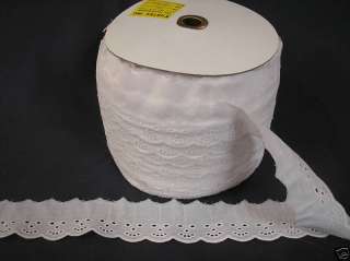 225 yd Roll Cream 2 wide embroidered eyelet lace trim  