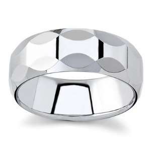   Tungsten Carbide Mens Wedding Band with Mirrored Facets, 8mm Jewelry
