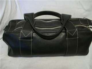 MICHAEL KORS Black Leather Satchel HandBag Domed Bag  