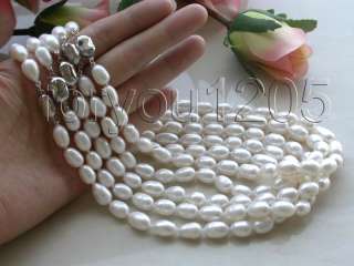 Wholesale 5piece Natural 13mm White Rice Pearl Necklace  