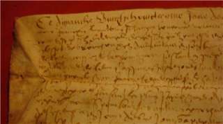 Original 400 + year old FRENCH sheepskin vellum manuscript document 