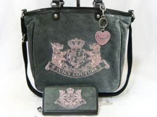 NWT JUICY COUTURE Scottie Embroidery Crest Shoulder Tote Bag Charm 