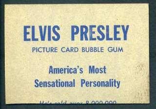 1956 Topps Bubbles Elvis Presley Salesman Sample Promo Cards One 