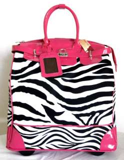   Computer/Laptop Bag Tote Duffel Rolling Wheel Luggage Case Pink Zebra