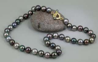 Natural TOP QUALITY Multi Color TAHITIAN PEARL NECKLACE / 18K Gold 