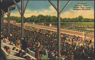   Maryland MD 1948 Pimlico Horse Race Track Grandstand Vintage Postcard