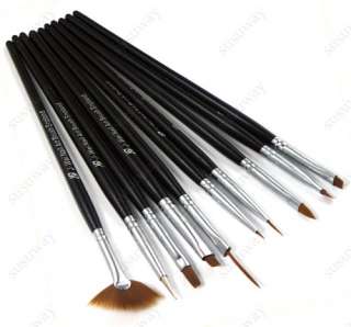 10pc Nail Art Tips Design Drawing Painting Pen Brushes  