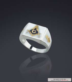 BLUE LODGE MASONIC RING SILVER RING 24K GOLD PLATED  