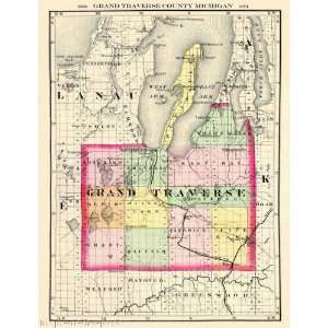    GRAND TRAVERSE COUNTY MICHIGAN (MI) MAP 1873: Home & Kitchen