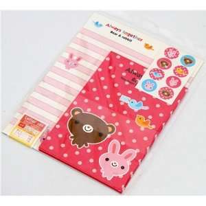   pink Letter Paper set with bear rabbit dots from Japan: Toys & Games