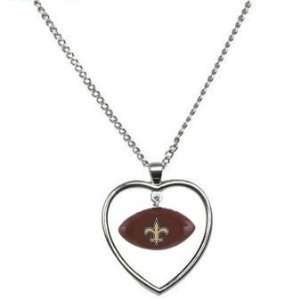  New Orleans Saints Mini Football Heart Necklace: Sports 