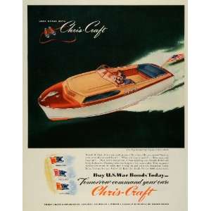  1945 Ad Chris Craft Corp Algonac Yacht Woman Sailing 