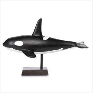 Ceramic ORCA Killer Whale STATUE/Figurine on Pedestal  