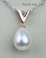 AAA 10 11MM Freshwater FW White Pearl Pendant Necklace  