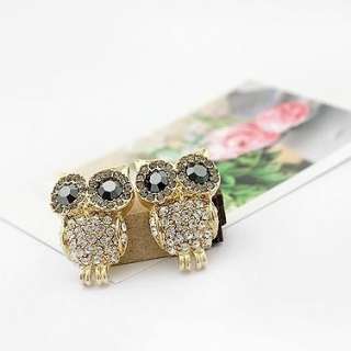 Cute Bling Full Rhinestones Owl Nice Korean Fashion Stud Earrings 