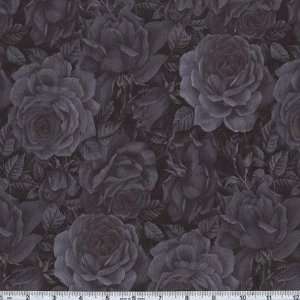   45 Wide Fusions Rose Black Fabric By The Yard: Arts, Crafts & Sewing