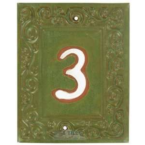    Swirl house numbers   #3 in pesto & marshmallow: Home Improvement