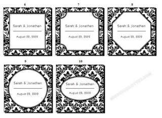 100 Personalized Wedding Damask Square Favor Labels 2  