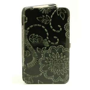   Accessories Large Green Tooled Flower Flat Wallet Clutch Purse NEW