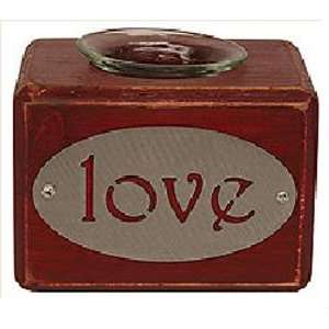  Wooden Tea Light Holder Block with Lazer cut Love Sign 