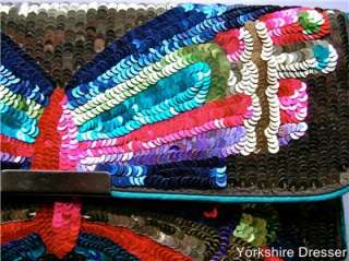 New FAB Monsoon Accessorize BUTTERFLY Sequin Clutch BAG  