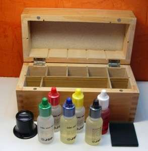 Gold/Silver Acid Test Kit  Loupe+Stone+Wooden Box+Acids  