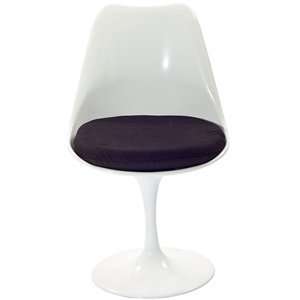 Eero Saarinen Style Tulip Side Chair with Black Cushion:  