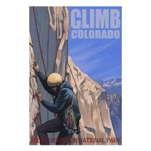 Rocky Mountain National Park, Colorado, Rock Climber Giclee Poster 