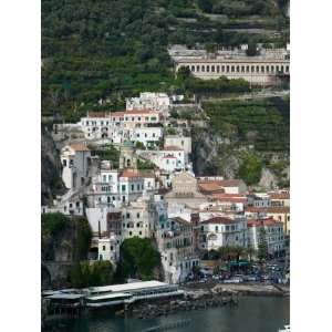 Town View with Harbor, Amalfi, Amalfi Coast, Campania, Italy Stretched 