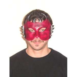    Red Black Leather Devil Venetian Masquerade Mask: Home & Kitchen