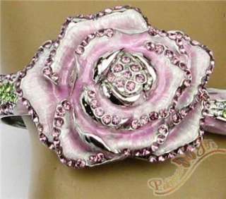 Swarovski Crystals Purple Flower Rose Bracelet Bangle  