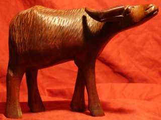 HAND CARVED WOOD WATER BUFFALO BISON TAIWAN, c. 1970s  